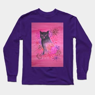 Black cat in the garden. Long Sleeve T-Shirt